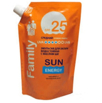 SUN ENERGY Эмульсия для загара водостойкая с маслом Ши SPF 25